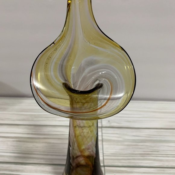 MCM Boho Swirled Art Glass Jack In The Pulpit Vase - Picture 8 of 9